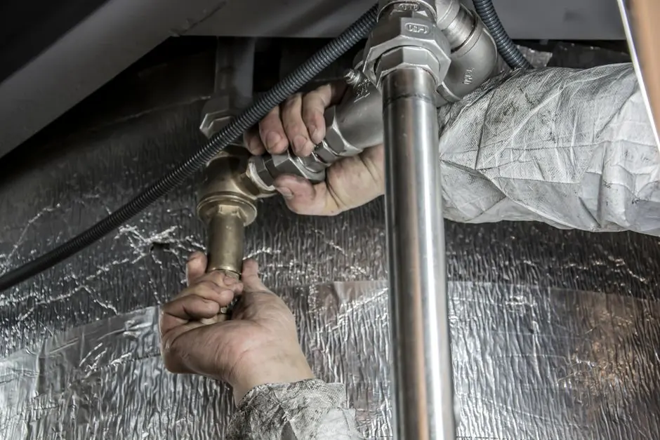 A licensed plumber repairing pipe fittings by hand