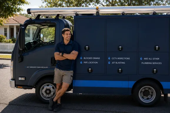 Licensed Ryde plumber at the van